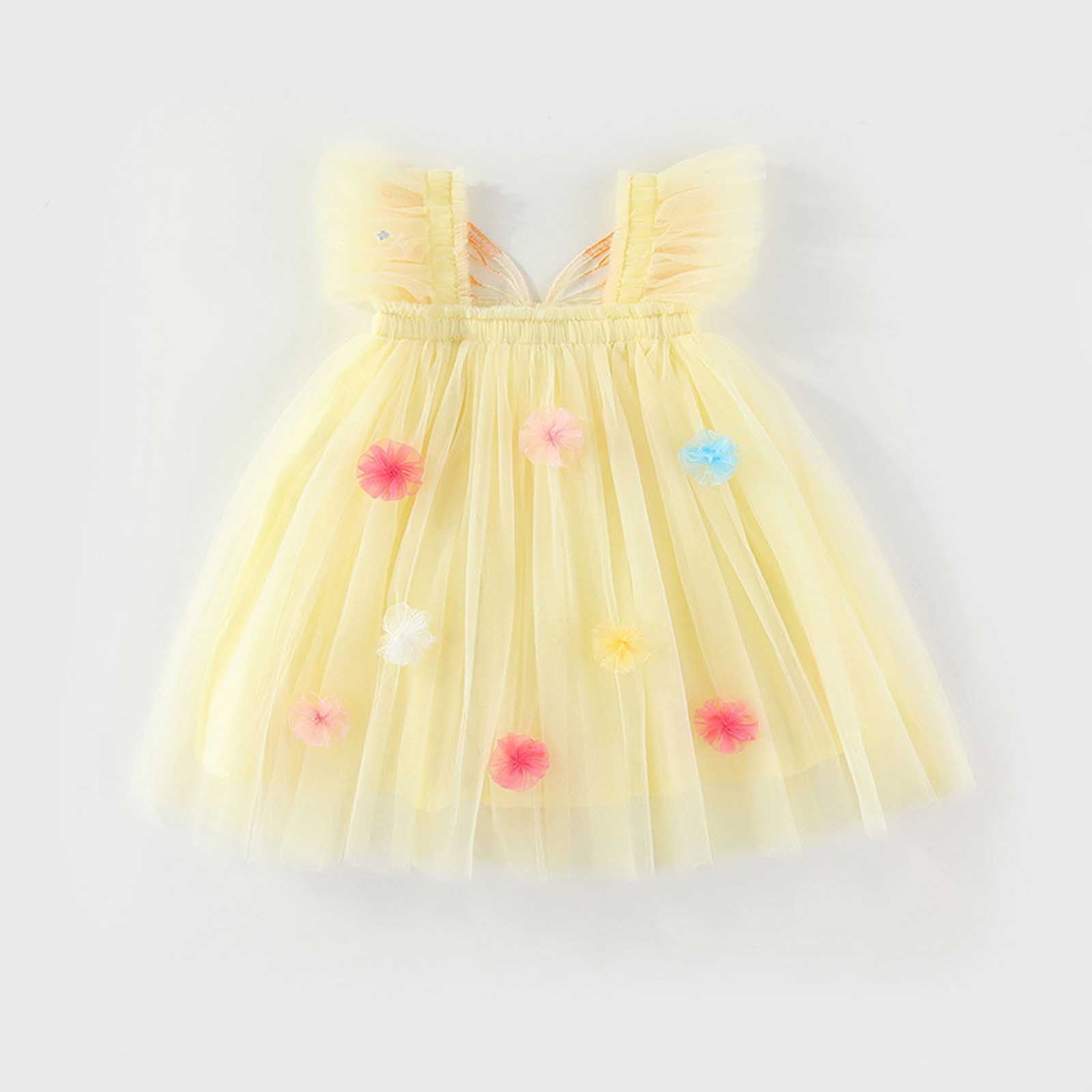 Summer Sleeveless Casual Dress Yellow For Baby Girls main image 0