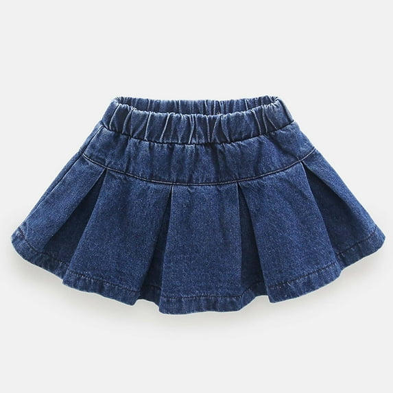 Baby Girl Dress Toddler Kids Girls Summer Solid Denim Skirt Elastic Waist Thin Breathable Mini Skirts Skirts for Girls Blue 3 Years-4 Years
