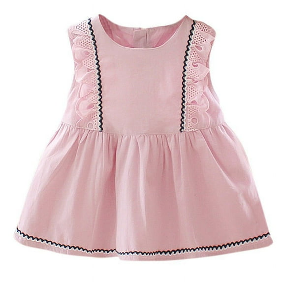 Baby Girl Dress, Toddler Summer Cotton Ruffle Halter Sleeveless Kids Casual Beach Party Dresses
