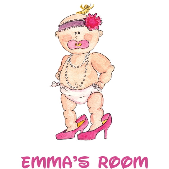 Baby Girl Dress Up Customized Wall Decal - Custom Vinyl Wall Art - Personalized Name - Baby Girls Boys Kids Nursery Daycare Bedroom Wall Decal Room Decor Wall Stickers Decoration Size (30x15 inch)
