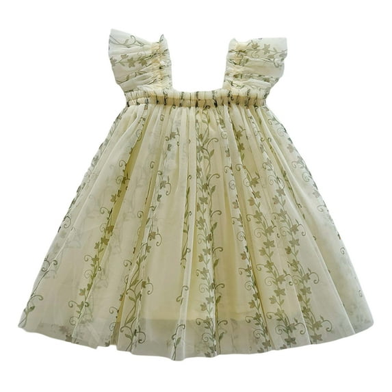 Baby Girl Dresses 18-24 Months Birthday Summer Dress Solid Color Sundress Bes Day Easter Dresss A-Line Floral Princess Dress Beach Vacation Clothes