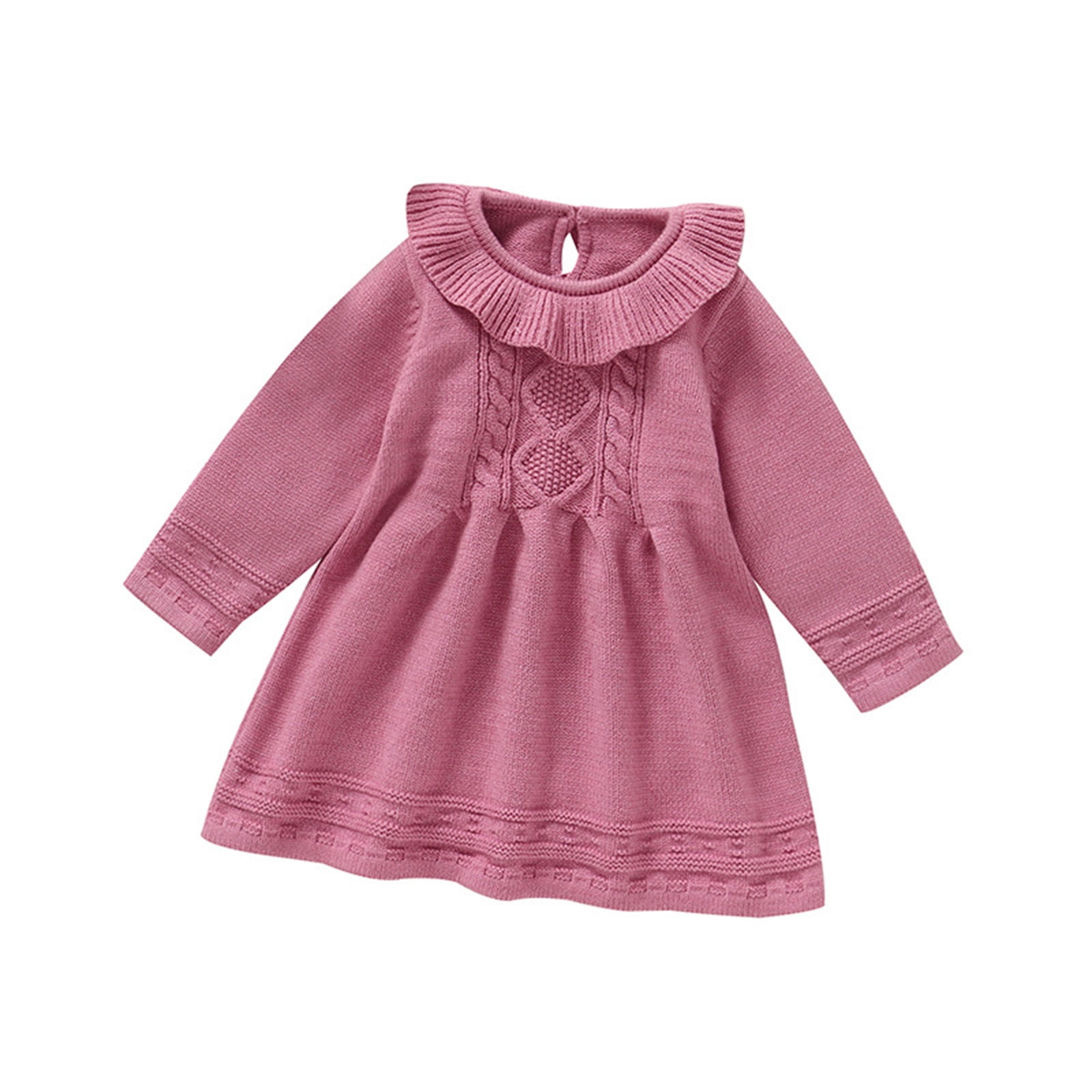 Baby Girl Dresses,Autumn and Winter Girls Baby Solid Color Knit Dress