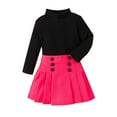 thumbnail image 1 of Baby Girl Dresses Fall Winter Outfit Long Sleeve Knitted Shirt Sweater Top Button Skirt Two Piece Clothes Set Toddler Girls ,Size 3 Years-4 Years, 1 of 9