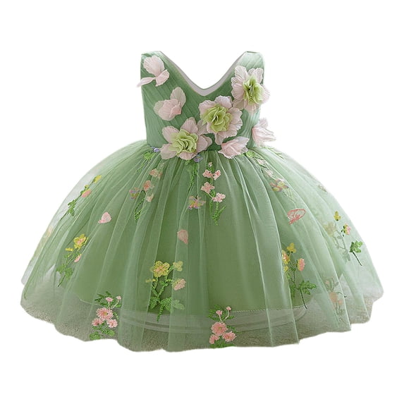 Baby Girl Dresses Light Green Sleeveless Princess Dress Girls Kids Ceremony Party Gift 3-6 Months