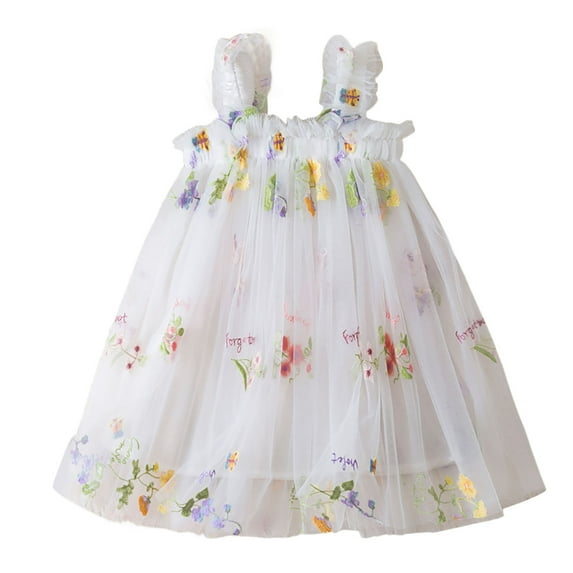 Baby Girl Dresses Sleeveless Embroider Princess Dance Party Floral Tulle Clothes Dress for Girl Size 1-2T