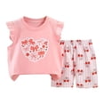 thumbnail image 1 of Baby Girl Easter Dress Sleeveless Overalls Romper Lace With Headband 2Pcs Cute Clothes T-Shirt Elastic Waist Shorts Set Cartoon Print Summer 2pcs Set Dailywear Set 6-12 Months, 1 of 4