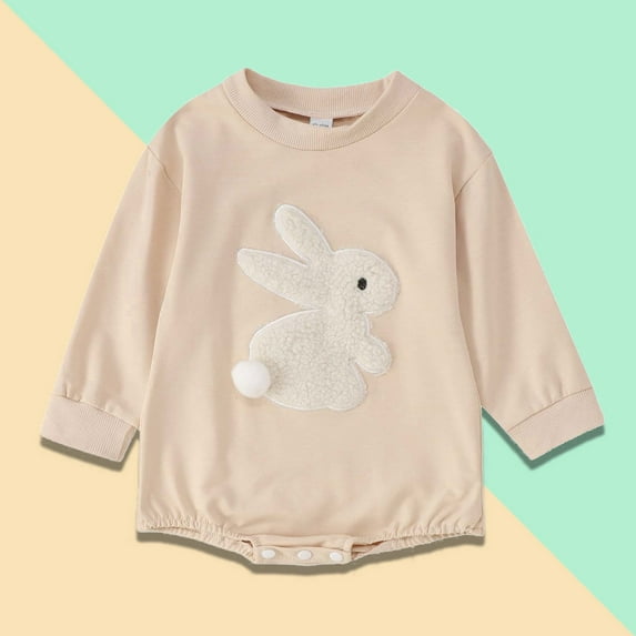 Baby Girl Easter Outfit Bunny Embroidery Baby Boy Easter Romper Jumpsuit Bodysuit Easter Baby Bodysuit 12-18 Months