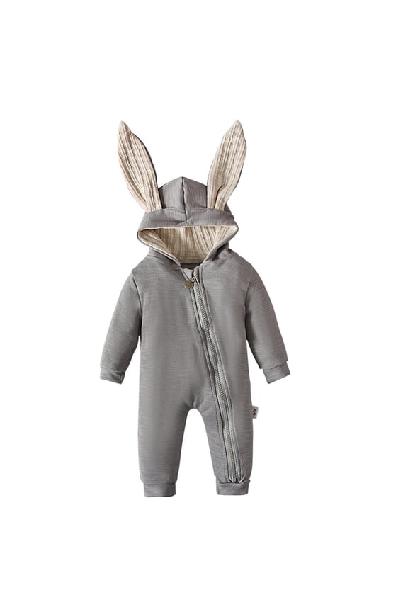 Baby Girl Easter Outfit Toddler Boy Bunny Hoodie Romper Zip up Baby Boy Easter Clothes