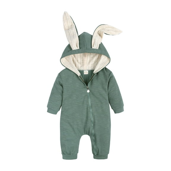 Baby Girl Easter Outfit Toddler Girl 3D Bunny Ear Hoodie Romper Zip up My First Easter Baby Boy Outfit