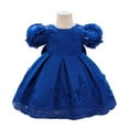 thumbnail image 1 of Baby Girl Elegant Lace Dress Toddler Princess Party Gown with Puff Sleeves Embroidered Detailing for Infant Birthday and Formal Events, 1 of 5