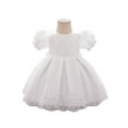 thumbnail image 1 of Baby Girl Elegant Lace Dress Toddler Princess Party Gown with Puff Sleeves Embroidered Detailing for Infant Birthday and Formal Events, 1 of 5
