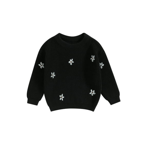 Baby Girl Fall Knitted Sweater Newborn Long Sleeve Floral Pullover Infant Jumpers Tops Loose Knitwear