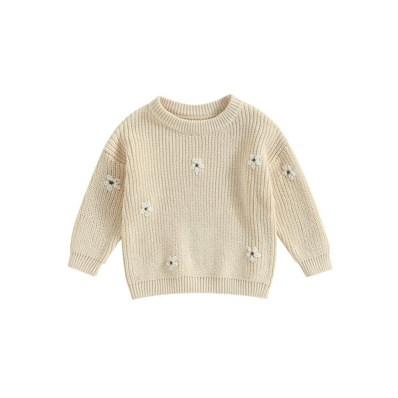 Baby Girl Fall Knitted Sweater Newborn Long Sleeve Floral Pullover Infant Jumpers Tops Loose Knitwear