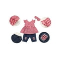 thumbnail image 1 of Baby Girl Fashion Summer Outfit Dress Denim Ripped Pants 3PCS Infant Toddler Clothes Set, 1 of 1