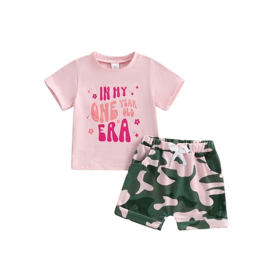 Baby Girl First Birthday Outfit In My One Year Old Era Top 1st Birthday Shirt Casual Shorts Set