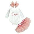 thumbnail image 1 of Baby Girl First Birthday Outfit Lace Onesie Tutu Skirt Set One Year Old Birthday Cake Smash Outfit, 1 of 10