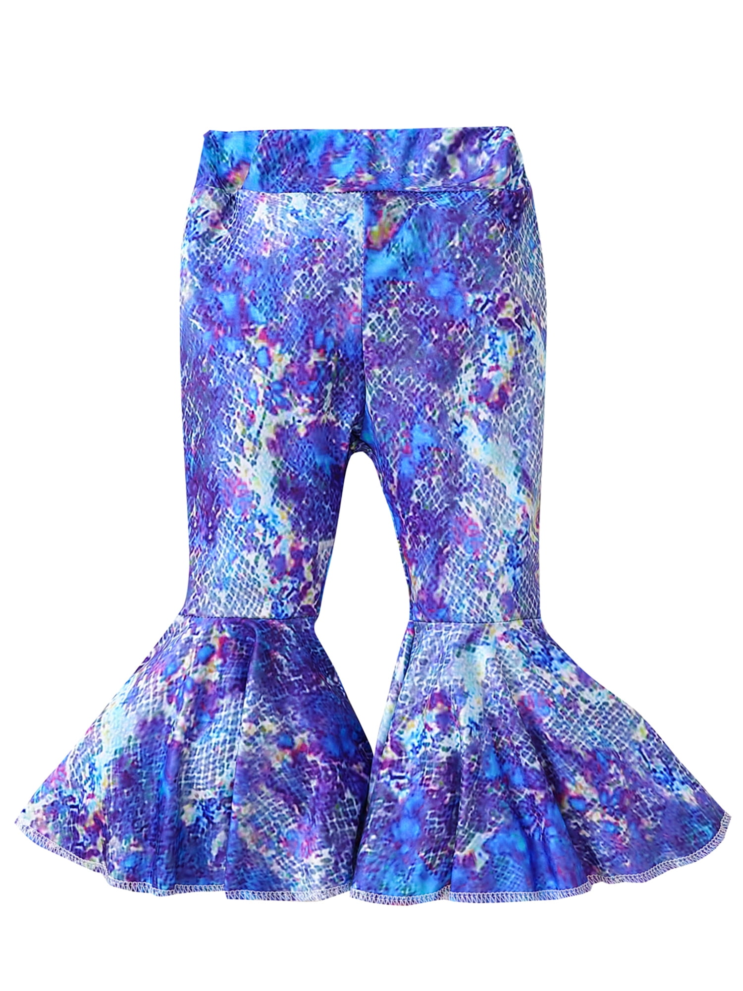 Baby Girl Flare Pants Kids Bell Bottoms Fish Scale Print Toddler Leggings  Ruffle Long Pant Outfits Clothes 