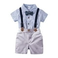 thumbnail image 1 of Baby Girl Fleece Jumpsuits Toddler Boys Summer Bow Tie Short-Sleeved Shirt Striped Romper Suit New Casual Winter Jumpsuits Blue 90, 1 of 1