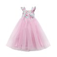 thumbnail image 1 of Baby Girl Floral Sleeveless Ruffle Tulle Princess Dress Elastic Backless One Piece Wedding Outfit, 1 of 5