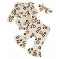 thumbnail image 1 of Baby Girl Flower Cherry Print Spring and Autumn Long Sleeve Flared Pants Hairband 3 PC Set, 1 of 4