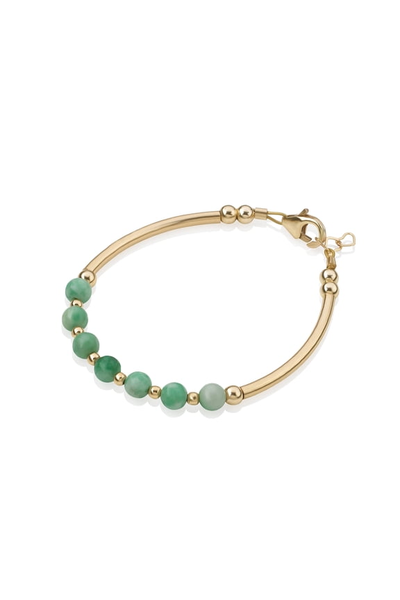 Baby Girl Gold Banglet Bracelet | Green Marble Beads | Perfect Baby Shower, Birthday Gift (BN23)