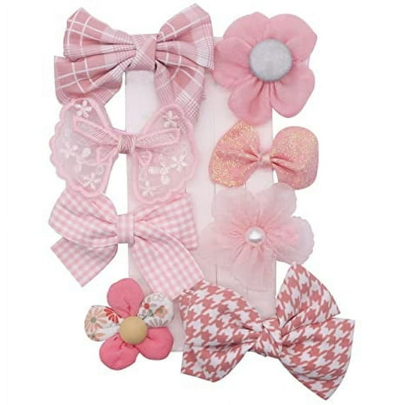 Baby Girl Hair Clips,Cute Hair Clips Candy Toddler Hair Accessories Flowers Hair Bows Barrettes Fully Lined Non Slip Hairpins Set for Little Girls Kids Infant Children(Peach Pink)