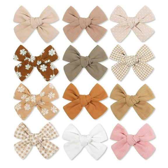 Baby Girl Hair Clips Set, 12 Pcs Hair Bows Barrettes Handmade Accessories Alligator Clip for Little Girls Babies Toddlers Child Kids Teens Gifts