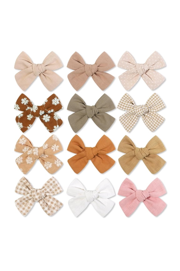 Baby Girl Hair Clips Set, 12 Pcs Hair Bows Barrettes Handmade Accessories Alligator Clip for Little Girls Babies Toddlers Child Kids Teens Gifts