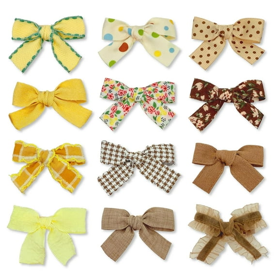 Baby Girl Hair Clips Set, 12 Pcs Hair Bows Barrettes Handmade Accessories Alligator Clip for Little Girls Babies Toddlers Child Kids Teens Gifts