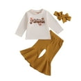 thumbnail image 1 of Baby Girl Halloween Outfit 6M 12M 18M 24M 3Y 4Y Pumpkin Printed Long Sleeve Sweatshirt Tops Flare Pants Set Cute Toddler Clothes, 1 of 9