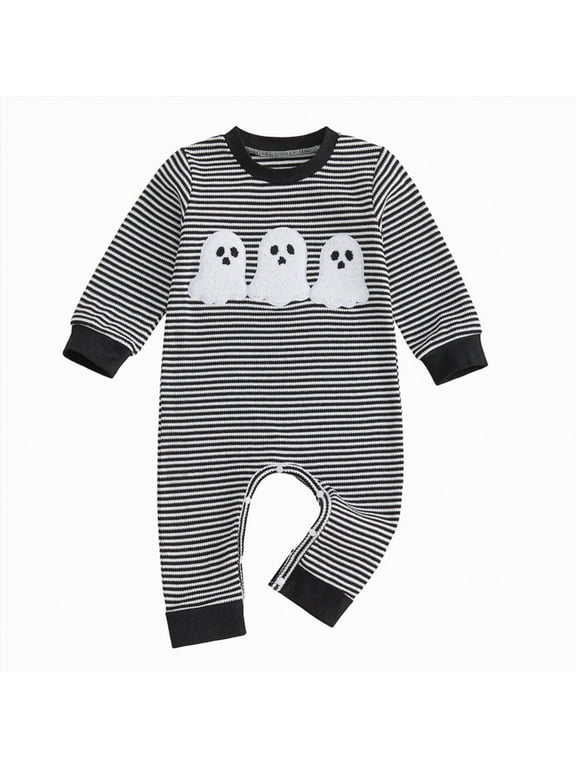 Baby Girl Halloween Outfit Bow Pumpkin Ghost Jumpsuit Romper | Halloween Baby Clothes, Baby Girl Jumpsuit, Infant Long Sleeve Pumpkin Knit Romper, Fall Winter Newborn Girl Halloween Outfit