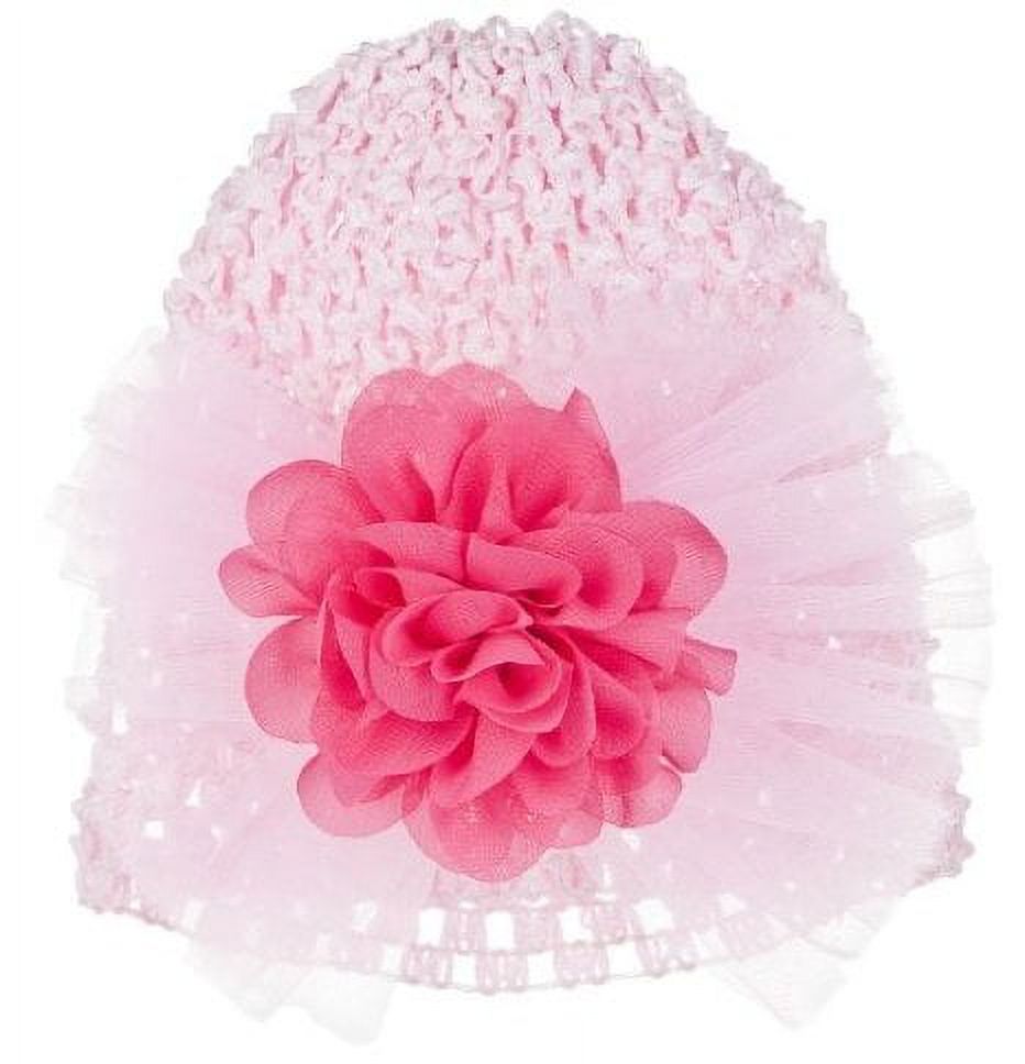 Baby Girl Hat Pink Crochet Hat With Pink Flower by Ganz