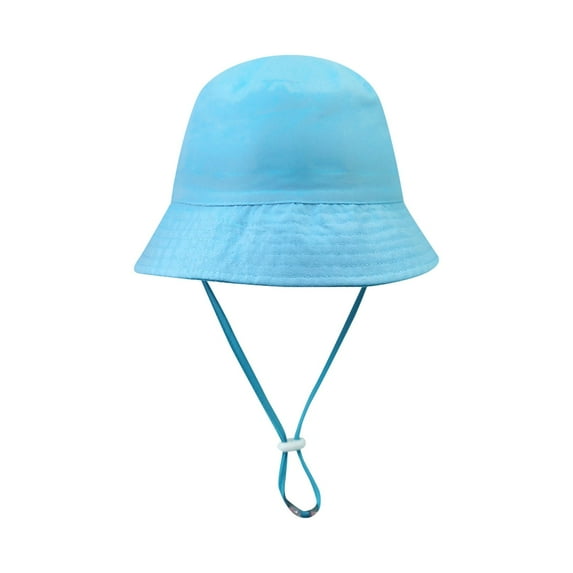Baby Hats Toddler Kids Soild Outdoor Adjustable Beach Bucket Sun Hat Blue M