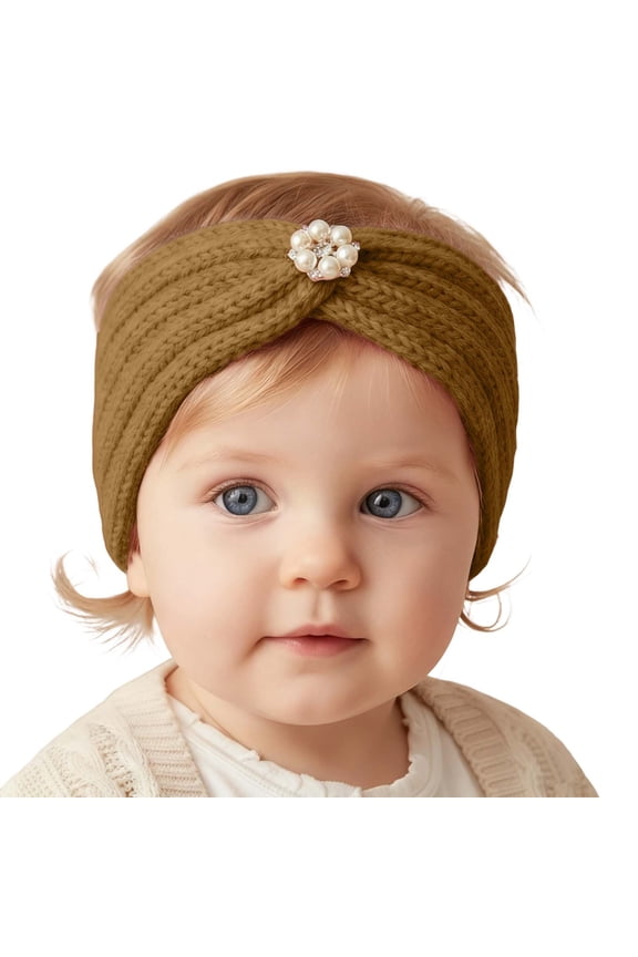 Baby Girl Headbands Winter Girls Soft Knitted Headband Stretchy Lined Ear Warmer Head Wrap Elastic Bandana Cozy Warm Cold Weather Accessory for Toddler Kids Girls Headbands Coffee One Size