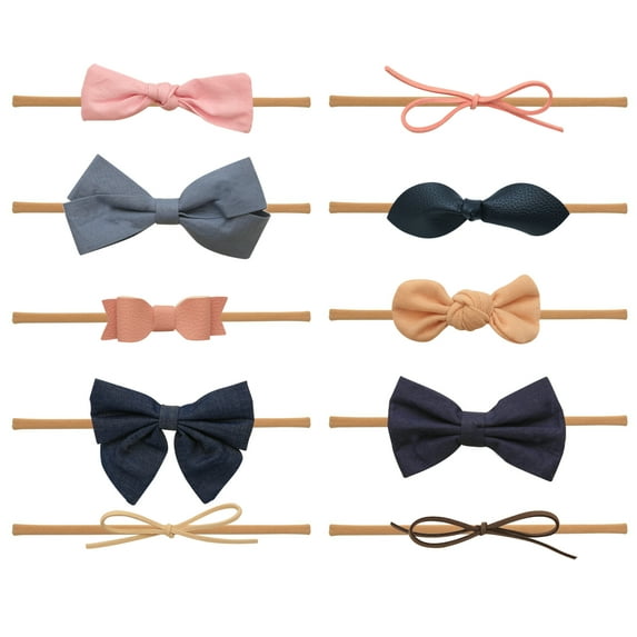 Baby Girl Headbands and bows - Nylon Headband Fits newborn toddler infant girls (Abigail Collection)…