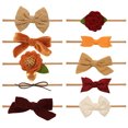 thumbnail image 1 of Baby Girl Headbands and bows - Nylon Headband Fits newborn toddler infant girls (Maple Collection) Mustard Burgundy Gold Beige…, 1 of 1