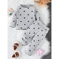 thumbnail image 1 of Baby Girl Heart Print Contrast Lettuce Binding Tee & Pants, 1 of 5