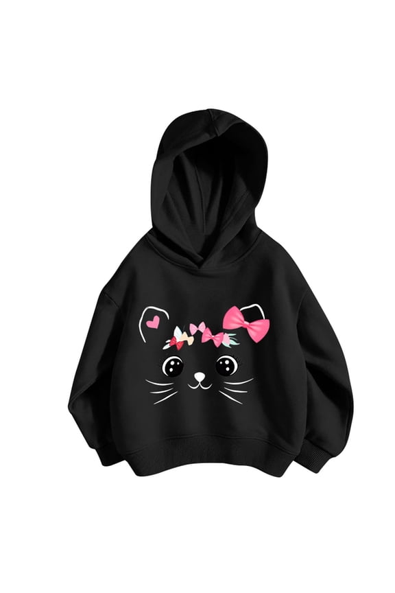 Baby Girl Hoodie Cute Cartoon Pattern Long Sleeve Sweater Top Coat Comfy Plus Size Sweatshirts Cute Jackets , Sizes 4-10