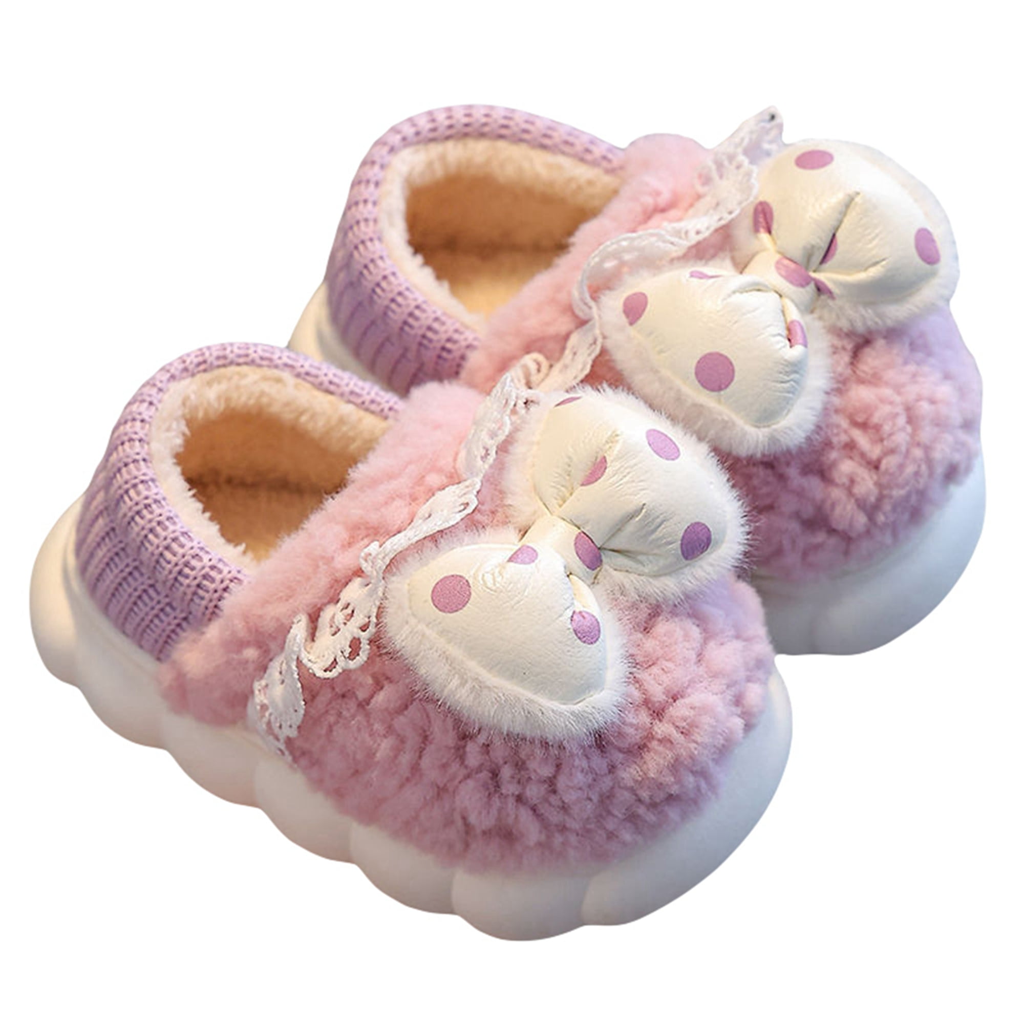Baby Girl House Shoes Winter Warm Bowknot Slippers Slip on Shoes