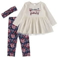 thumbnail image 1 of Chick Pea Baby Baby Girl Infant Holiday Outfit Set Onesie Bodysuit Headband 3 PC Set Floral Purple Flowers 12M, 1 of 5