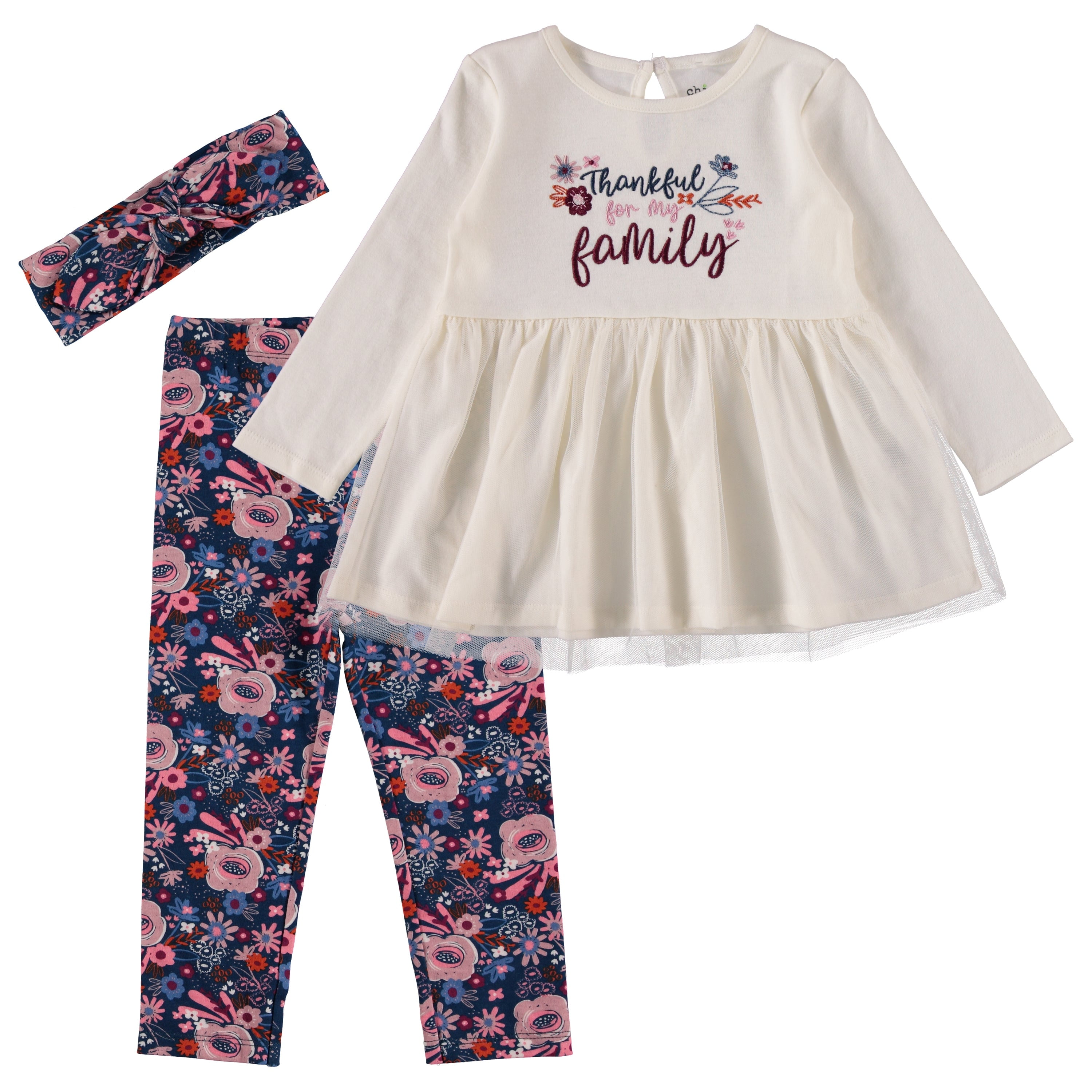 Baby Girl Infant Holiday Outfit Set Onesie Bodysuit Headband 3 PC Set Floral Purple Flowers 18M
