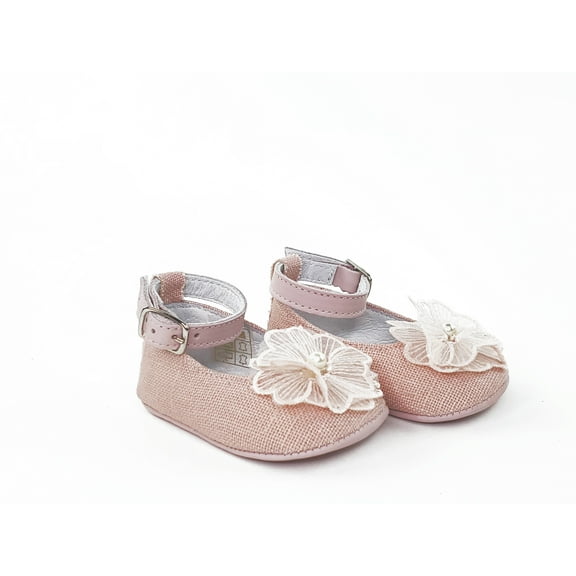 Baby Girl/ Infant Shoes Pink Linen Ankle Strap