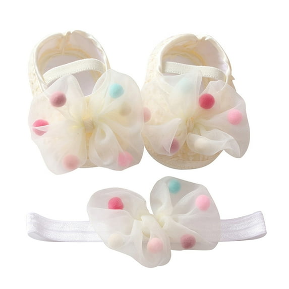 Baby Girl Infants Cute Ball Lace Flower Princess Shoes Floral Headband Photography Props Set
