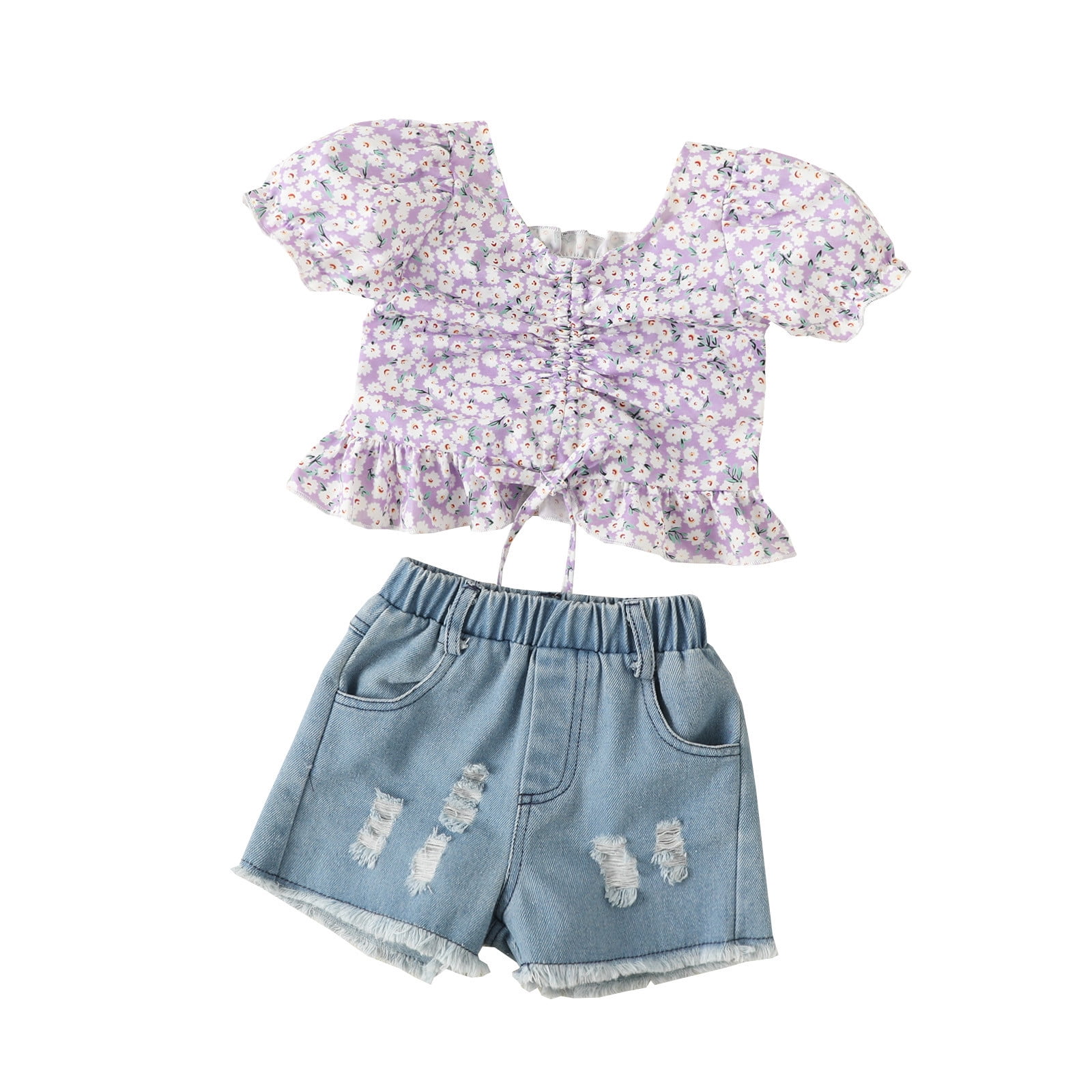 Buy Toddler Baby Girl Floral Halter Ruffled Outfits Set Strap Crop Tops+Short  Pants 2 PCS Clothes Set Online at desertcartINDIA