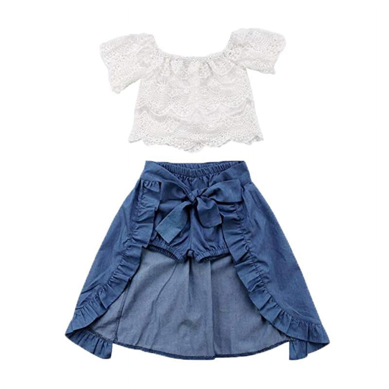 Baby Girl Kid Lace Off-Shoulder Shirt Blouse Top Short Pants Dress ...