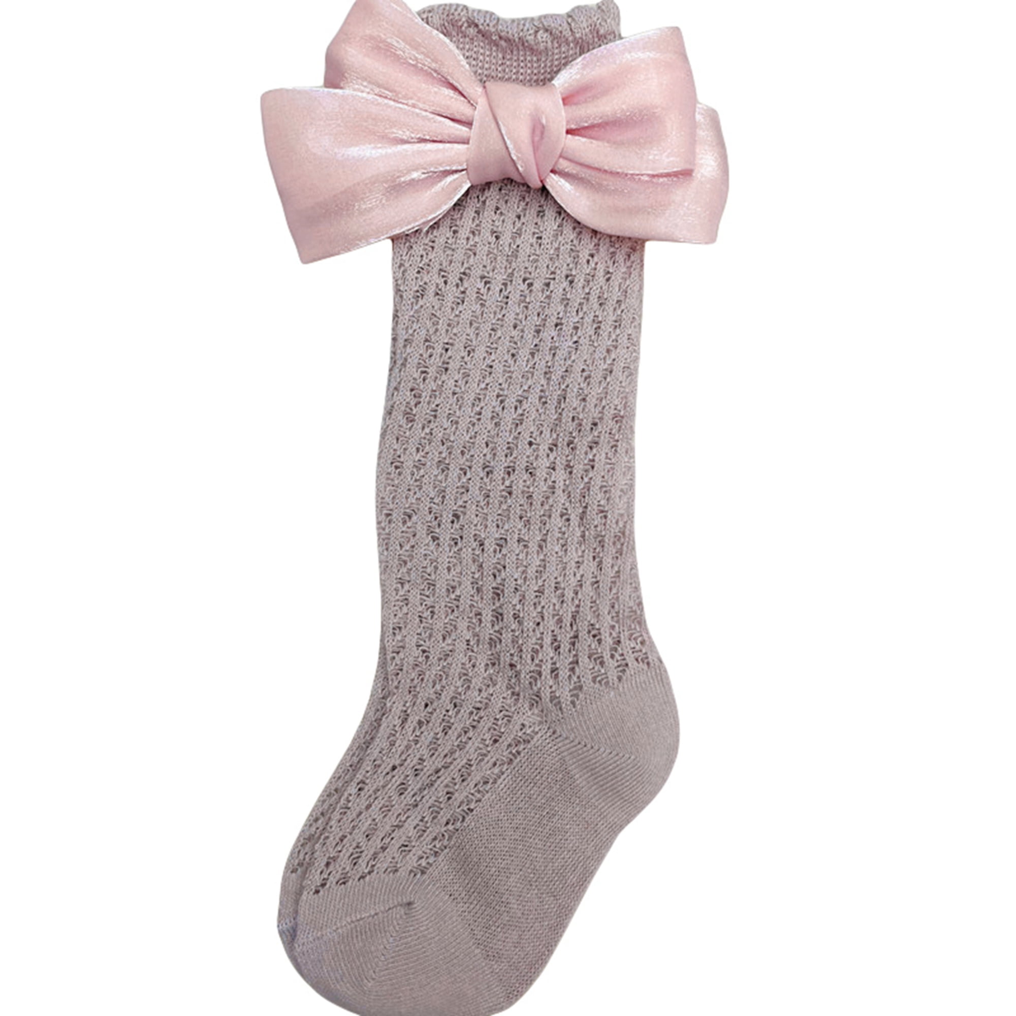 Baby Girl Knee High Socks, Mesh Long Socks Toddler Stockings with Bow