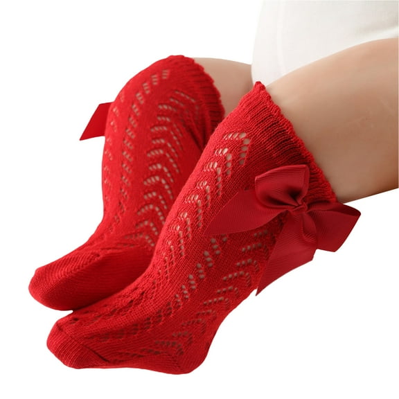 Baby Girl Knee High Socks Soft Hollow Out Long Socks Breathable Toddler Stockings Tube Socks