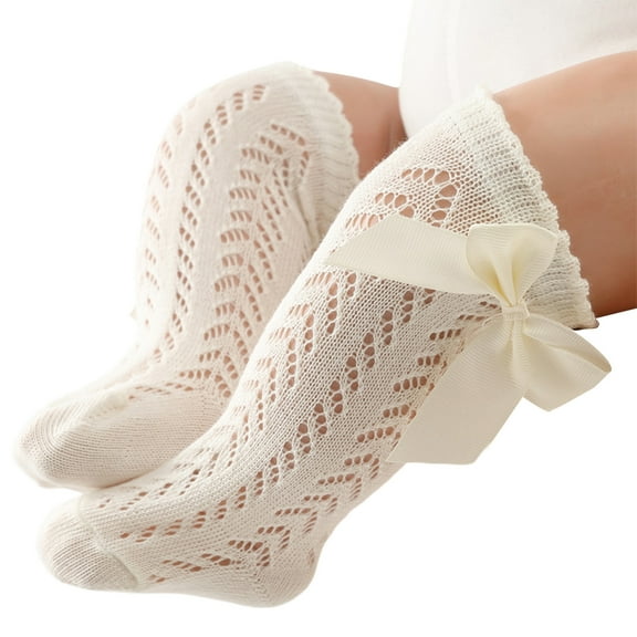 Baby Girl Knee High Socks Soft Hollow Out Long Socks Breathable Toddler Stockings Tube Socks