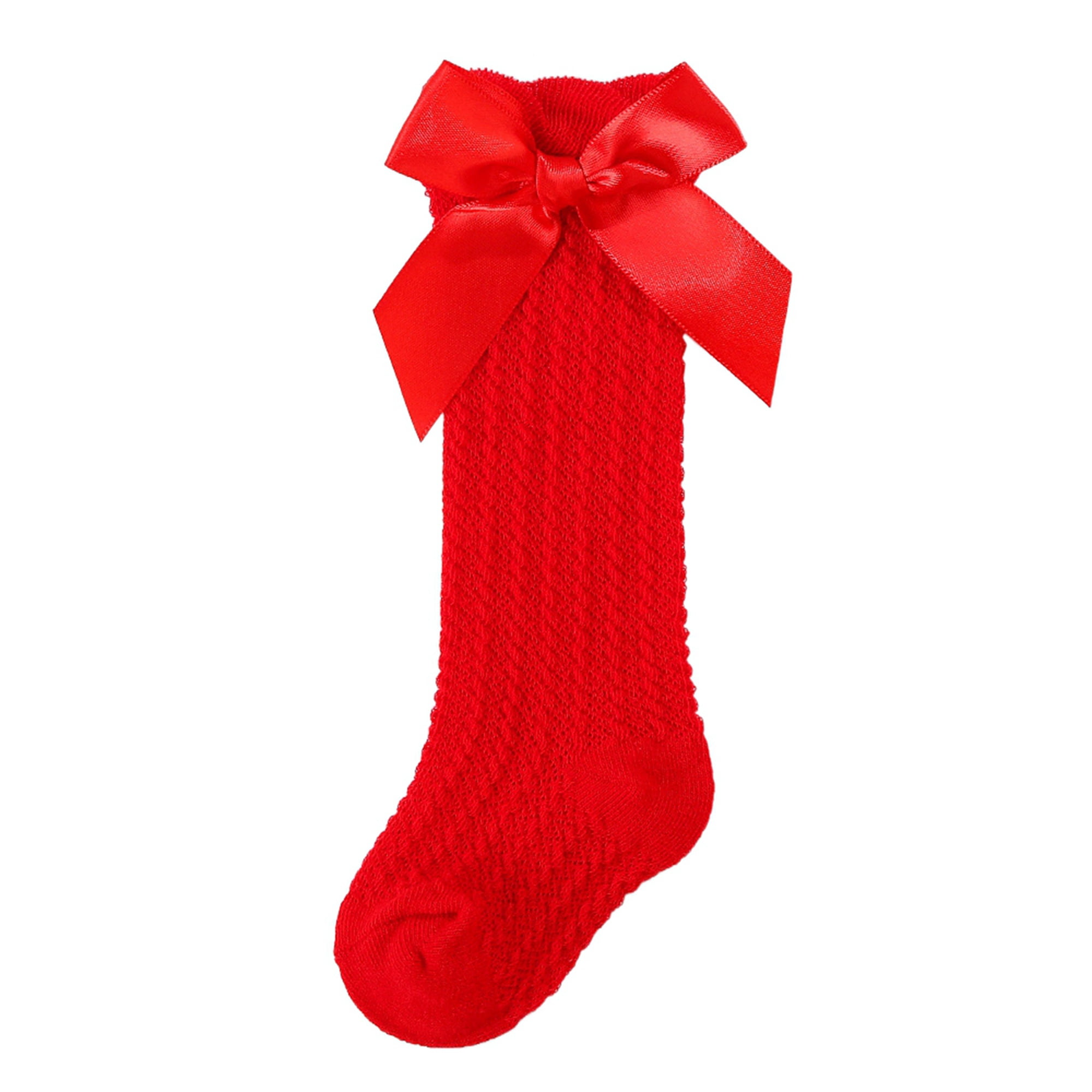 Baby Girl Knee High Socks Soft Long Socks Thin Mesh Stockings with Bow