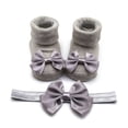 thumbnail image 1 of Baby Girl Knit Sock Bow Hairband Set Baby Girls Super Soft Bowknot Socks Dress Ankle Socks Photography Prop Newborn Gift 0-12 Months, 1 of 8